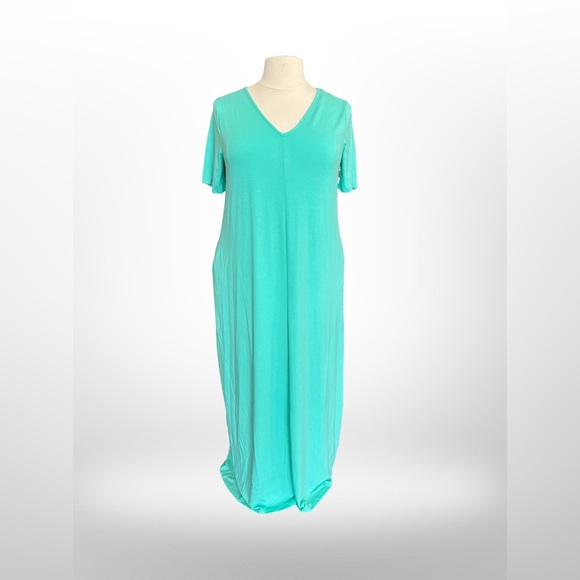 Zenana Aqua Maxi short sleeved Summer Dress - Picture 1 of 6